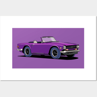 Triumph TR6 Car in purple Posters and Art